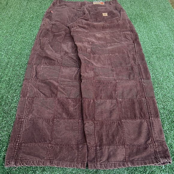 Vintage Y2K Men Pelle Pelle Brown Corduroy Patchwork Baggy Wide-Leg Pants 36x33